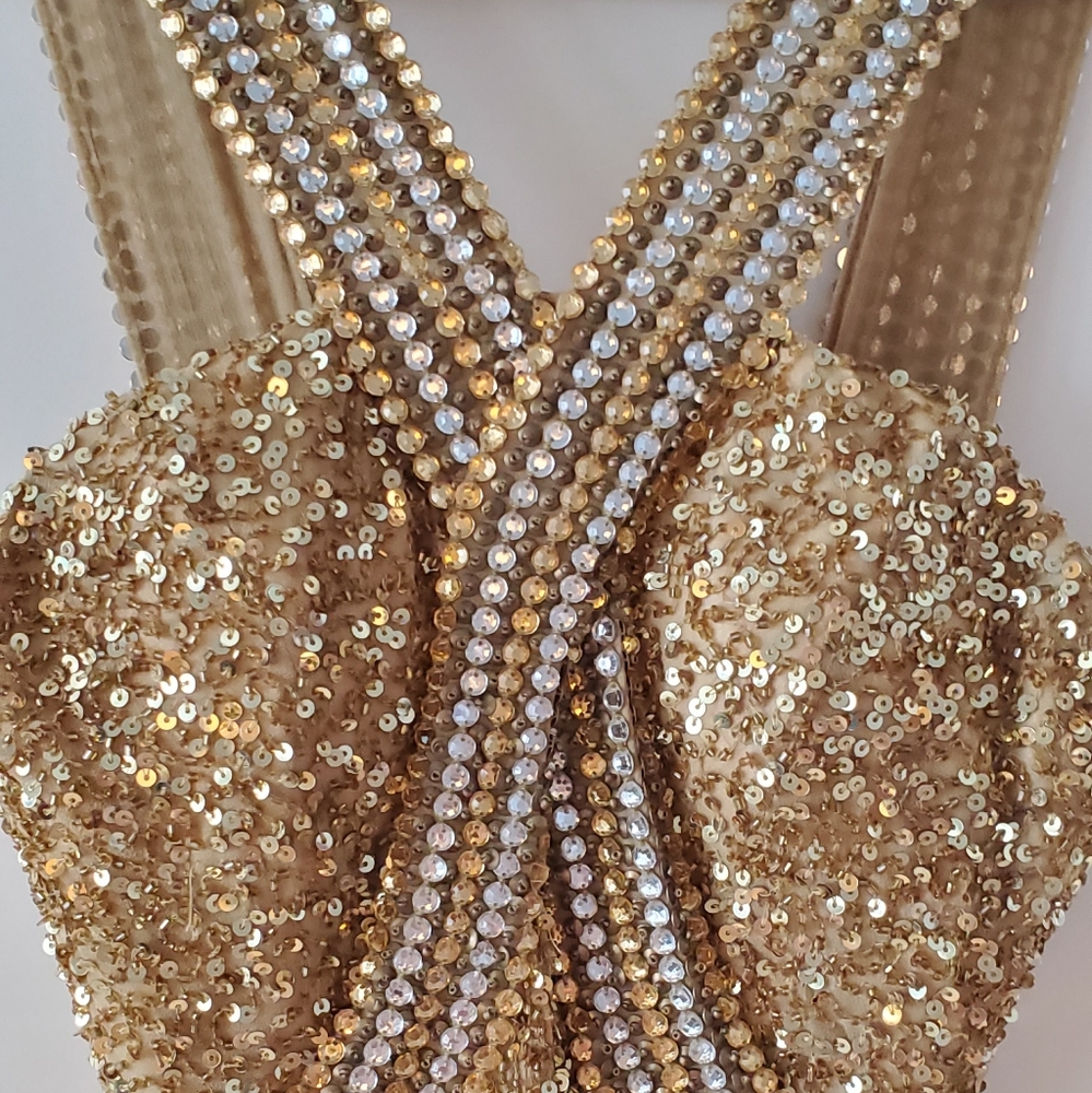 Scala Gold Sequin Gown